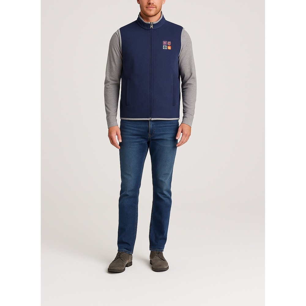 Peter Millar Performance Full Zip Vest Men's Size XL Navy Blue Crown Patch‎
